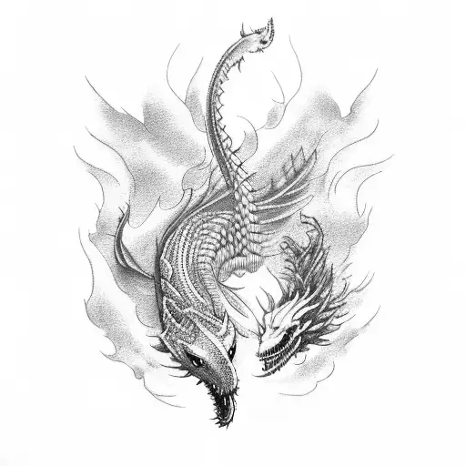 leviathan and Phoenix tattoo tattoo design idea