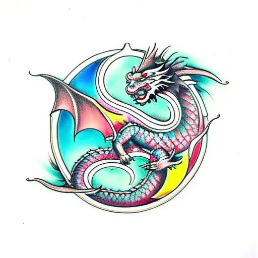 Dragon yin yang tattoo design idea