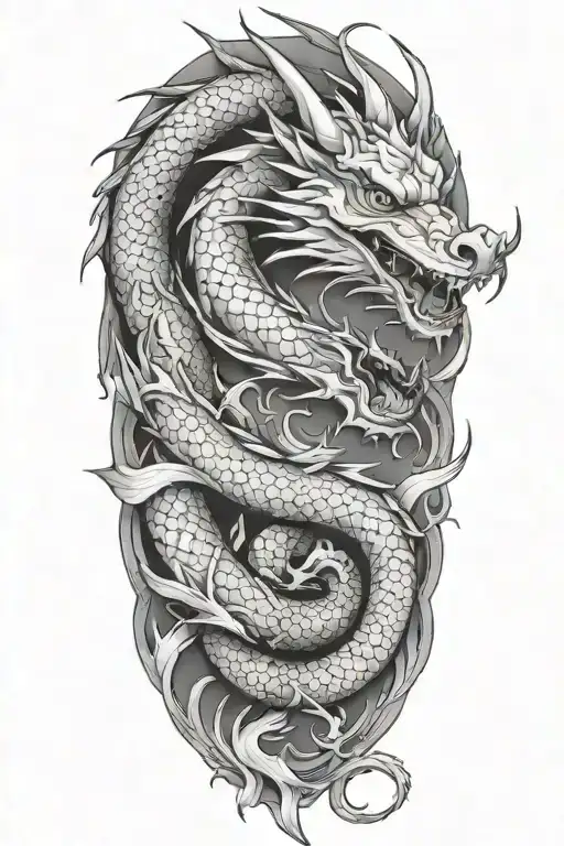 dragon wrap around arm tattoo design idea