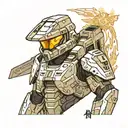 master chief black and white except gold visor tattoo design idea