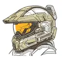 master chief black and white except gold visor tattoo design idea