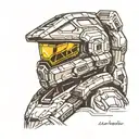 master chief black and white except gold visor tattoo design idea