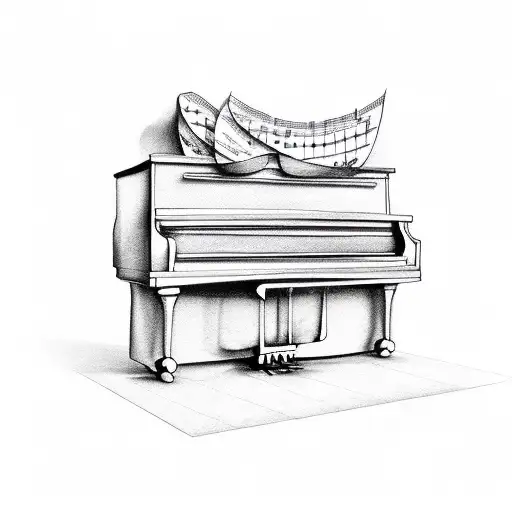 piano keys creating music tones going out of the piano  tattoo design idea