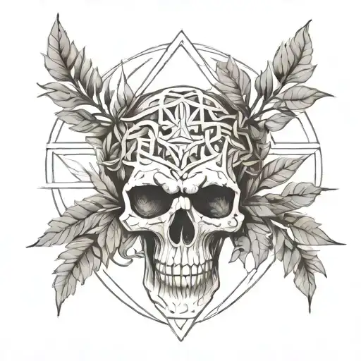 laurel wreath skull tattoo design idea