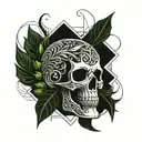 laurel wreath skull inside tattoo design idea