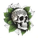 laurel wreath skull inside tattoo design idea
