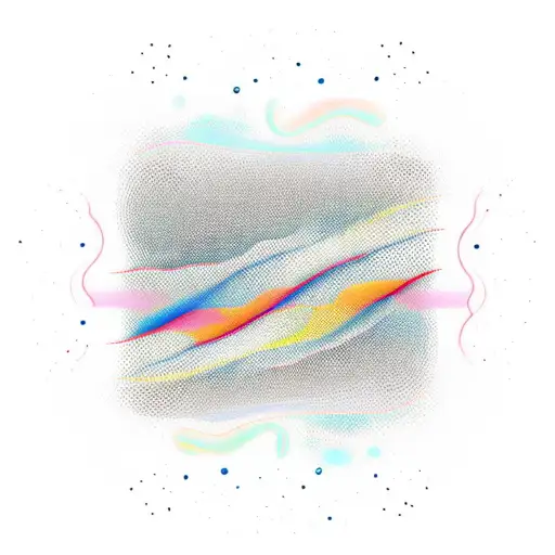 A minimalist depiction of a mixing board with vibrant sound waves flowing out tattoo design idea