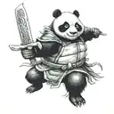 panda ninja turtle fighting with a katana tattoo design idea
