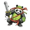 panda ninja turtle fighting with a katana tattoo design idea