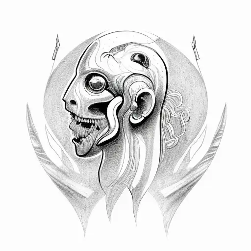 design a tatoo of  half human half horsewith medusas head shooting bow and arrow tattoo design idea