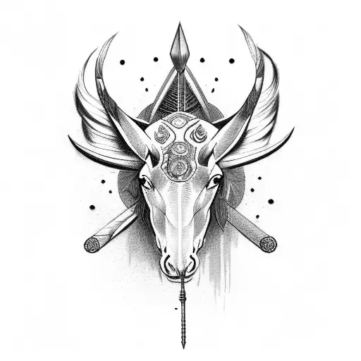 design a tatoo of  half human half horsewith medusas head shooting bow and arrow tattoo design idea