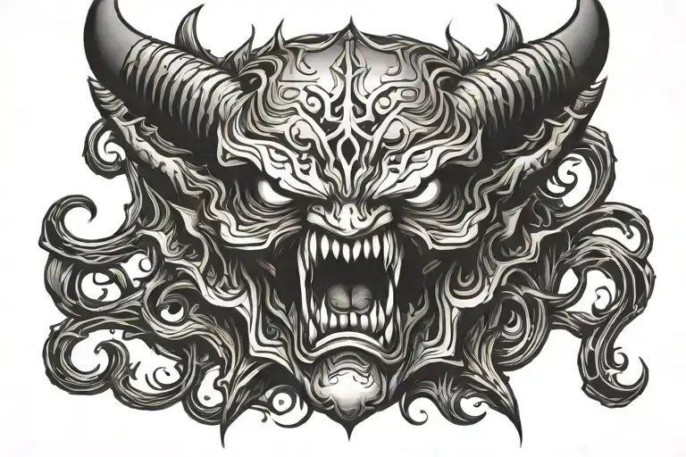 DEMON FACE tattoo design idea
