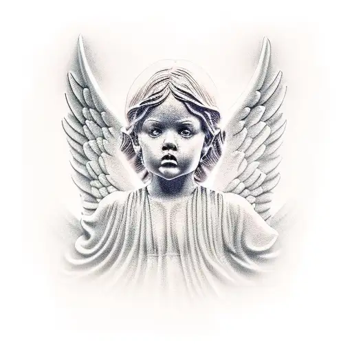 Angel statue tattoo design idea