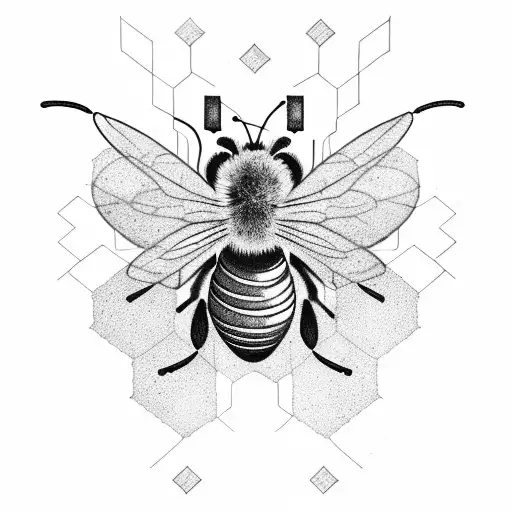 semi colon bee with serotonin hive background tattoo design idea