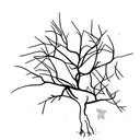 willow tree with hanginv star from its branch tattoo design idea