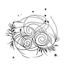 willow tree with hanginv star from its branch tattoo design idea