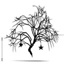 willow tree with hanginv star from its branch tattoo design idea
