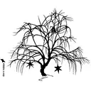 willow tree with hanginv star from its branch tattoo design idea