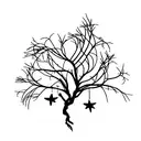 willow tree with hanginv star from its branch tattoo design idea