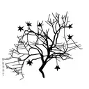 willow tree with hanginv star from its branch tattoo design idea
