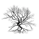 extremly simple willow tree with hanginv star from its branch tattoo design idea