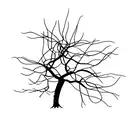 extremly simple willow tree with hanginv star from its branch tattoo design idea