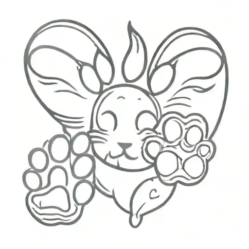 cute angel cat paw print 1-6-2024 tattoo design idea
