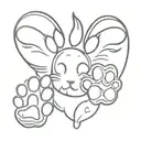 cute angel cat paw print 1-6-2024 tattoo design idea