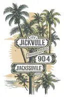 city of Jacksonville 904 area code street sign with the city of Jacksonville pinned on the state of Florida Palm trees  tattoo design idea