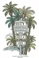city of Jacksonville 904 area code street sign with the city of Jacksonville pinned on the state of Florida Palm trees  tattoo design idea