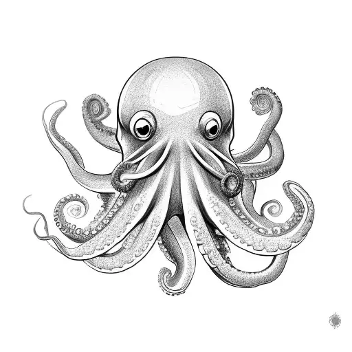 cartoon octopus with s in the tenticals tattoo design idea