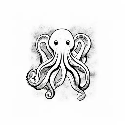 cartoon octopus with s in the tenticals tattoo design idea