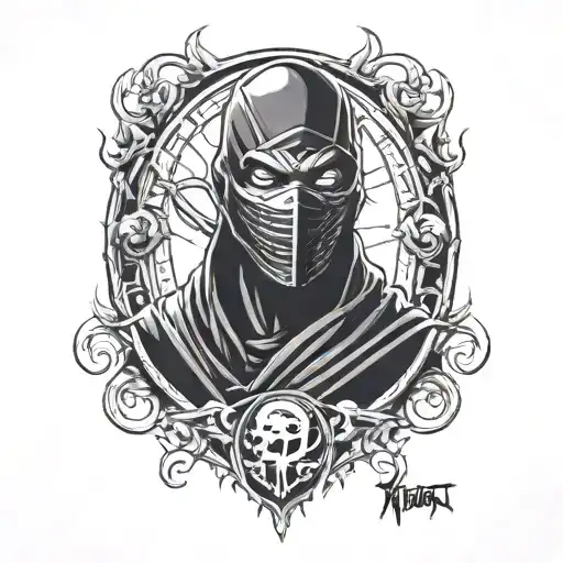 noob saibot dark mortal kombat tattoo design idea