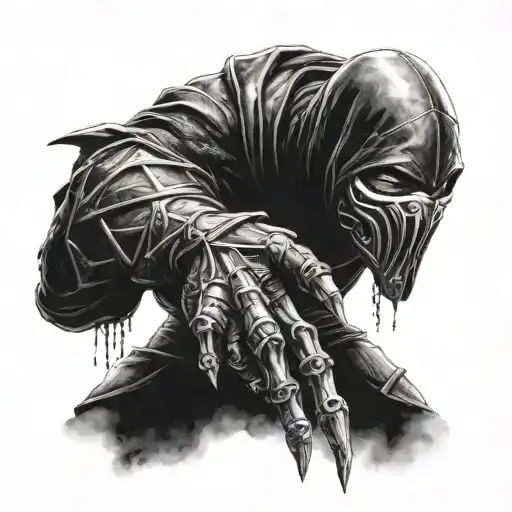 Noob saibot mortal kombat whit arm   tattoo design idea