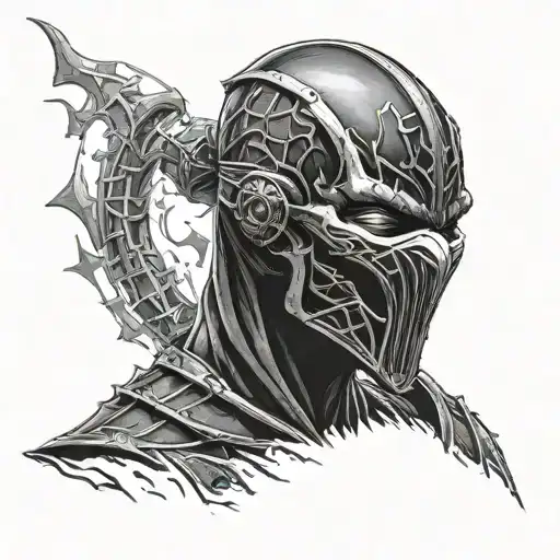 noob saibot dark mortal kombat  whit oz tattoo design idea