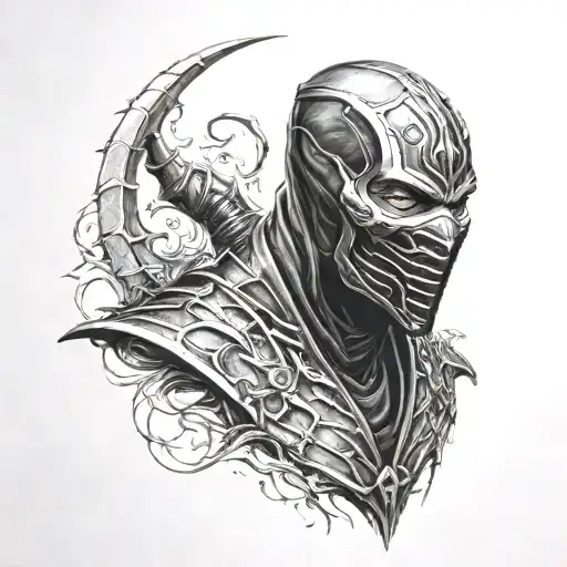 noob saibot dark mortal kombat tattoo design idea