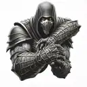 Noob saibot mortal kombat whit arm   tattoo design idea