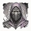 noob saibot dark mortal kombat  whit oz color negro y morado  tattoo design idea