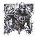 noob saibot dark mortal kombat  whit oz color negro y morado  tattoo design idea