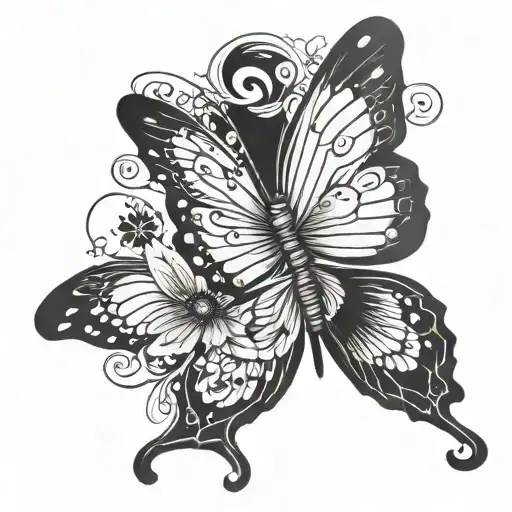 butterfly with semicolon as the body and the wings are a Neda plant  tattoo design idea