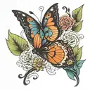 butterfly with semicolon as the body and the wings are a Neda plant  tattoo design idea