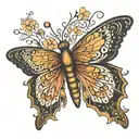 butterfly with semicolon as the body and the wings are a Neda plant  tattoo design idea