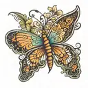 butterfly with semicolon as the body and the wings are a Neda plant  tattoo design idea