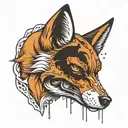 fox with a skull mask split in half tattoo design idea