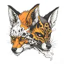 fox with a skull mask split in half tattoo design idea