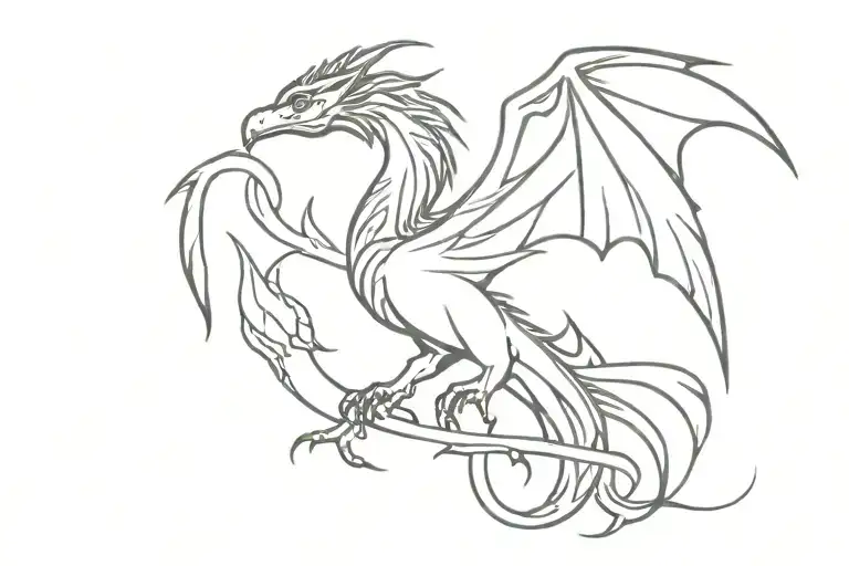 Phoenix rising from ashes dragon wrapped tattoo design idea