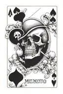 skull inside an ace of spades card with the words memento mori tattoo design idea