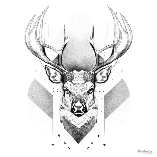 Elk Head Nordic style  tattoo design idea