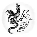 waterdragon with fire rooster tattoo design idea
