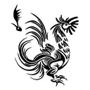 waterdragon with fire rooster tattoo design idea